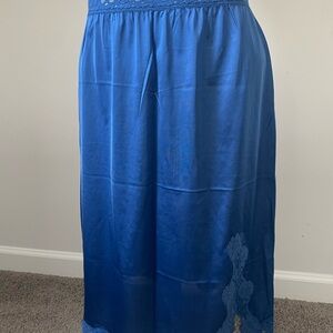 Vassarette Royal Blue Slip Skirt with Lace Detail